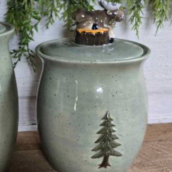 Big Sky Carvers Phyllis Driscoll Mountain Mooses Tree Canister Set Bearfoots